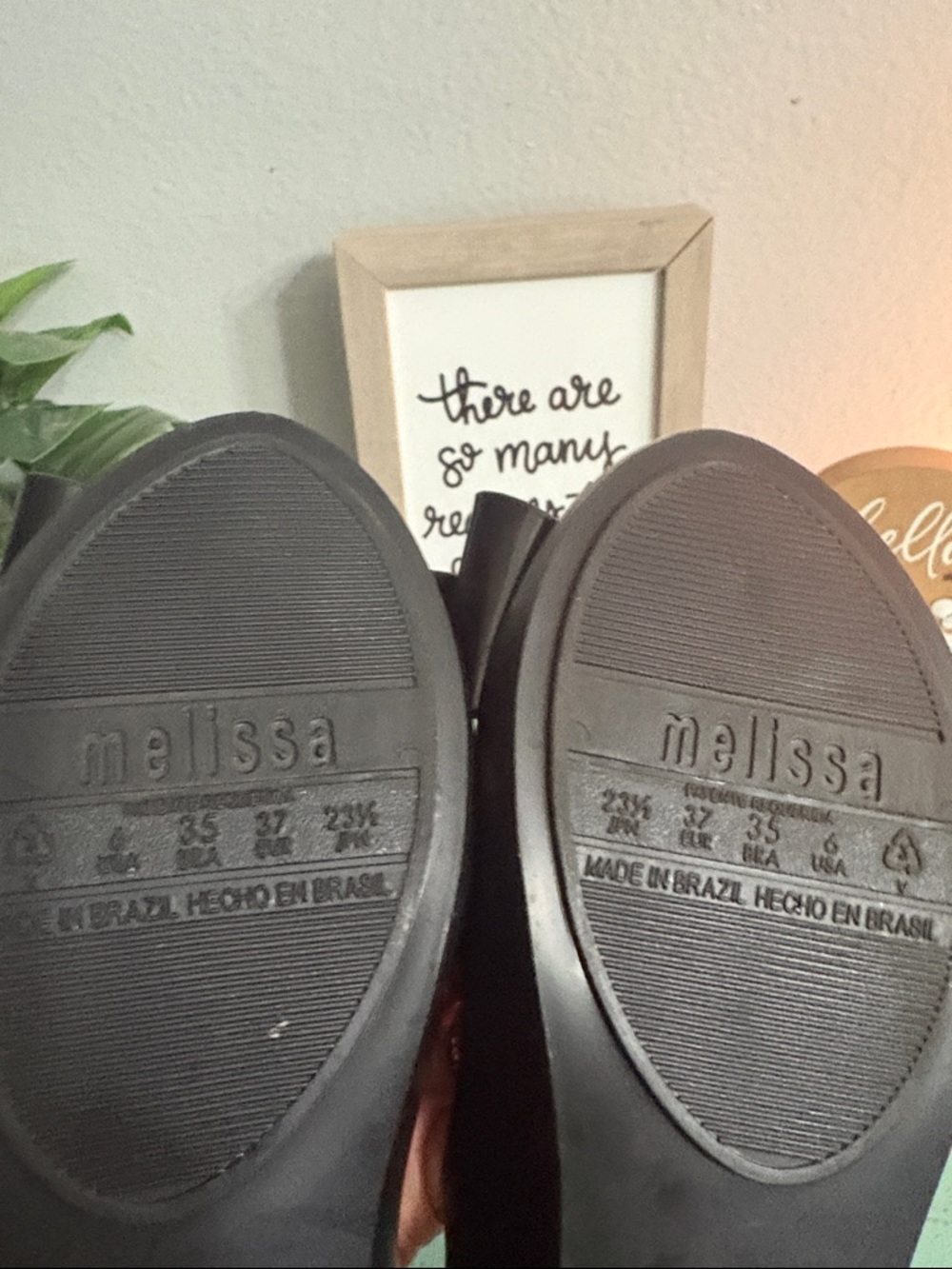 Melissa Black Flats with Dark Brown Tortoiseshell Bow - Picture 5 of 6